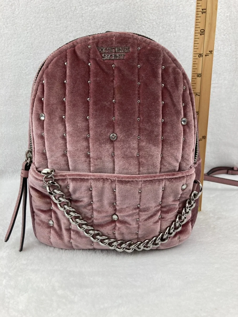 Victoria’s Secret Love Victoria Pink Velveteen Mini Backpack 10” x 8” - Picture 16 of 16